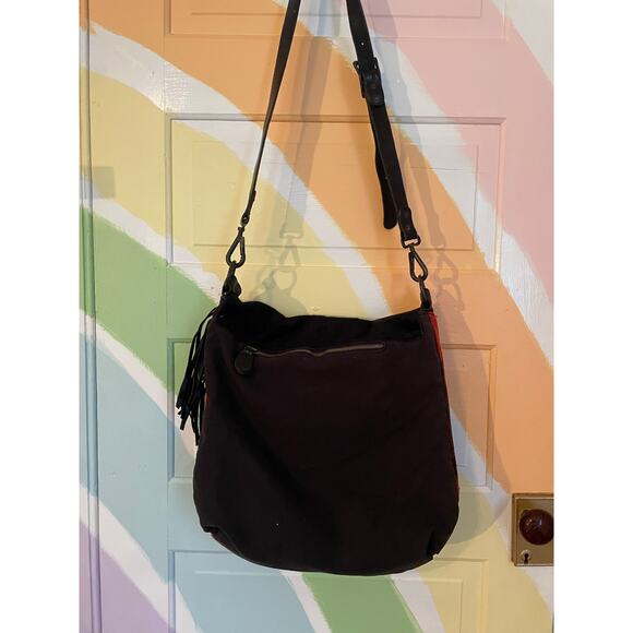 Denim & Supply Ralph Lauren Fringe Crossbody Bag Buffalo Plaid Wool & Leather - Picture 4 of 9